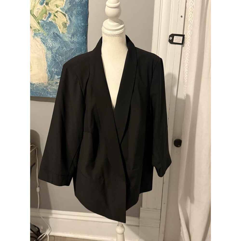 Daniel Rainn Black Blazer 3X Plus Size Open Front Quiet Luxury Workwear NWT